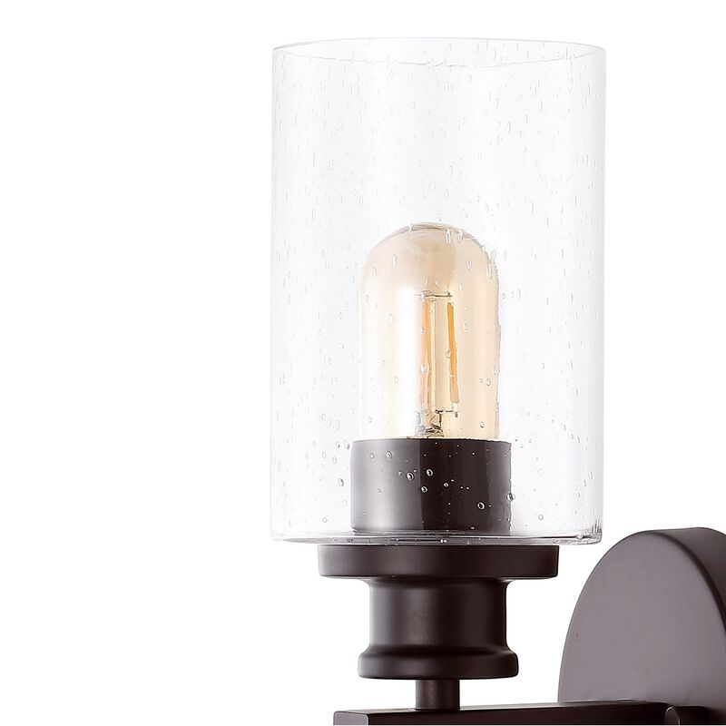Jules Edison Cylinder Iron/Seeded Glass Farmhouse Contemporary LED Wall Sconce