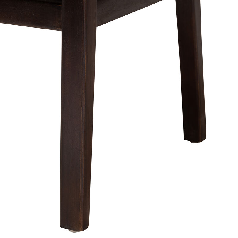 Bali & Pari Joana Modern Dark Brown Mahogany Wood and Natural Seagrass Dining Arm Chair