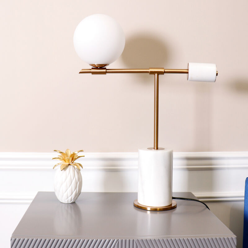 Pasargad Home Bianca Metal & Marble Table Lamp, H26"