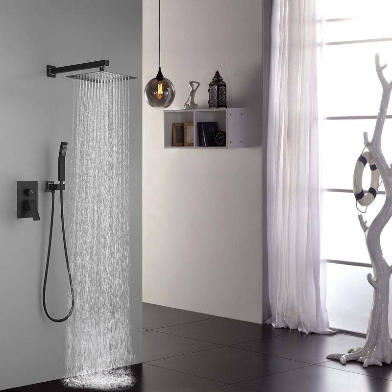 Complete Luxury Rain Shower Combo Set, Wall Mounted Mixer Shower Head for Bathroom