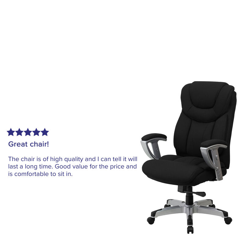 HERCULES Series Big & Tall 400 lb. Rated Black Fabric Executive Ergonomic Office Chair with Silver Adjustable Arms