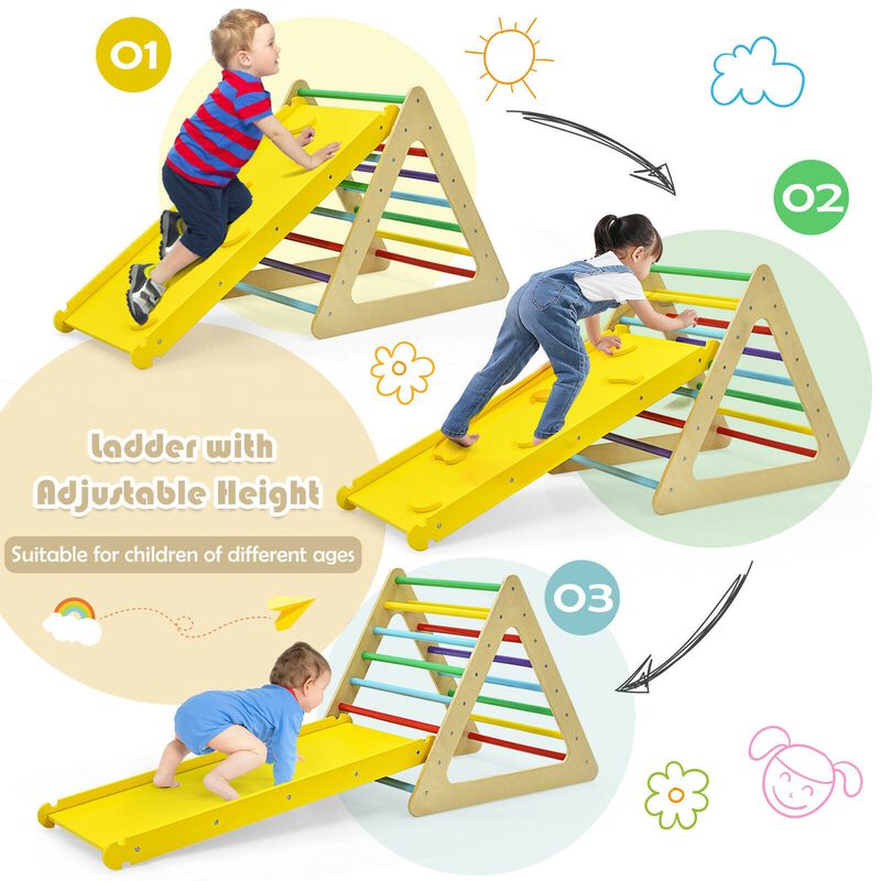 3 in 1 Wooden Set of 2 Triangle Climber with Ramp for Slid