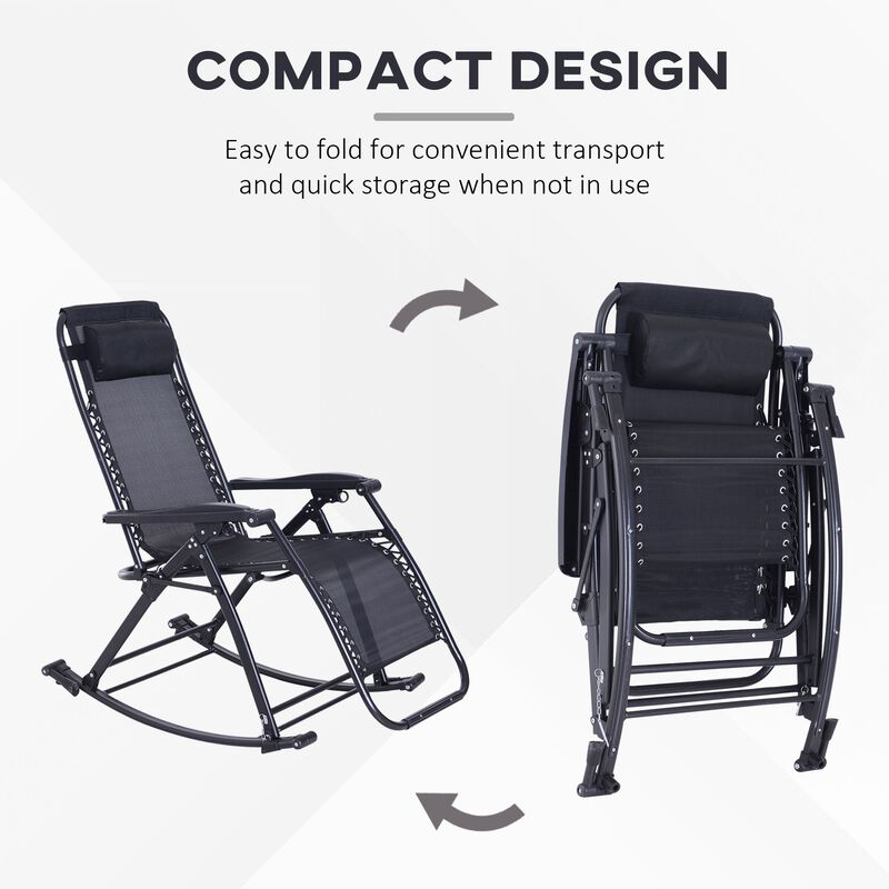 Outdoor Comfort Plus: Zero Gravity Rocking Chair with Headrest & Tray