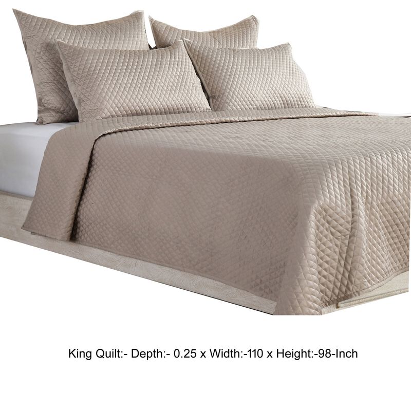 Kahn Hand Stitched Soft Sateen Quilt, Cotton Fill and Binding-Benzara