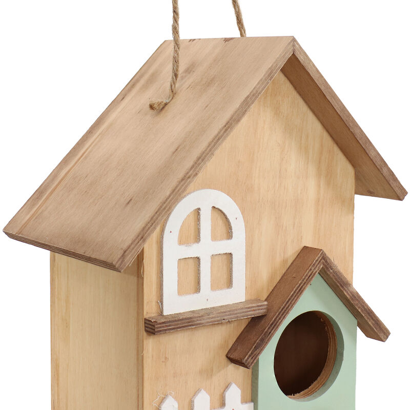 Sunnydaze Wooden Country Cottage Hanging Birdhouse - 9.25 in - Rustic
