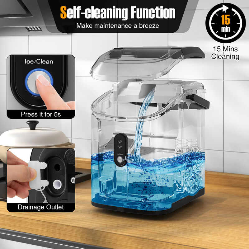 Countertop Nugget Ice Maker with Soft Chewable Pellet Ice for Home or Office Use