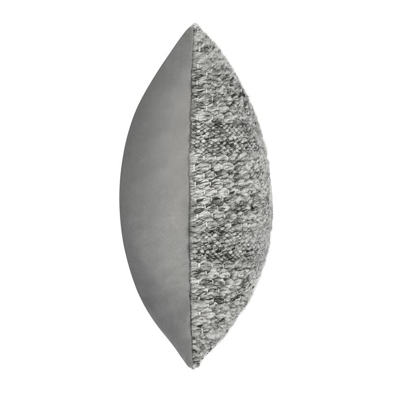 Dolu Lumbar Throw Pillow, Hand Woven Texture, 14x20 Inch, Gray - Benzara