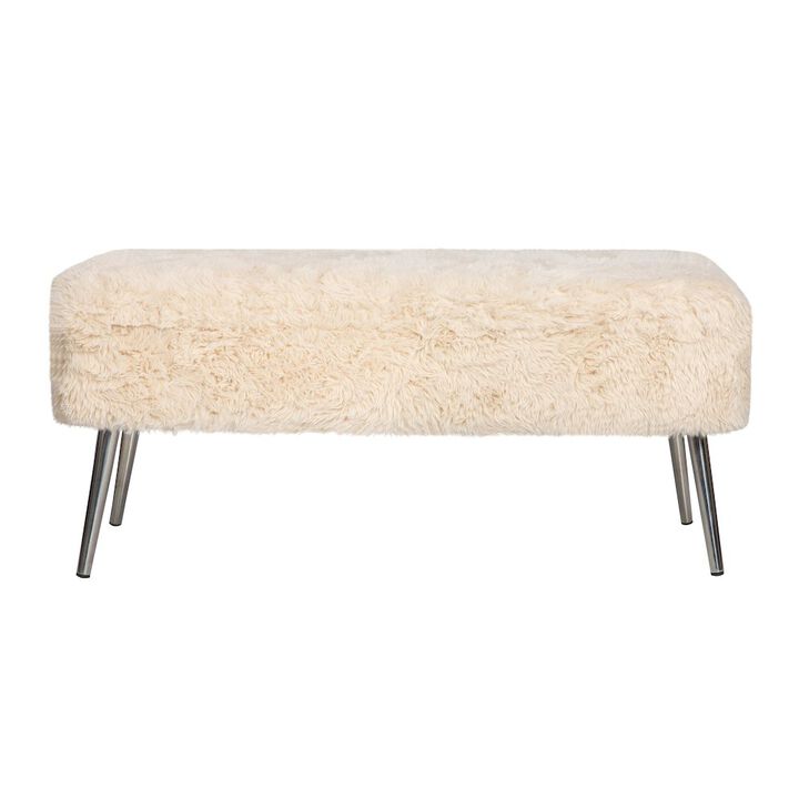 Jofran Huggy Luxury Plush Faux Fur Upholstered Storage Bench