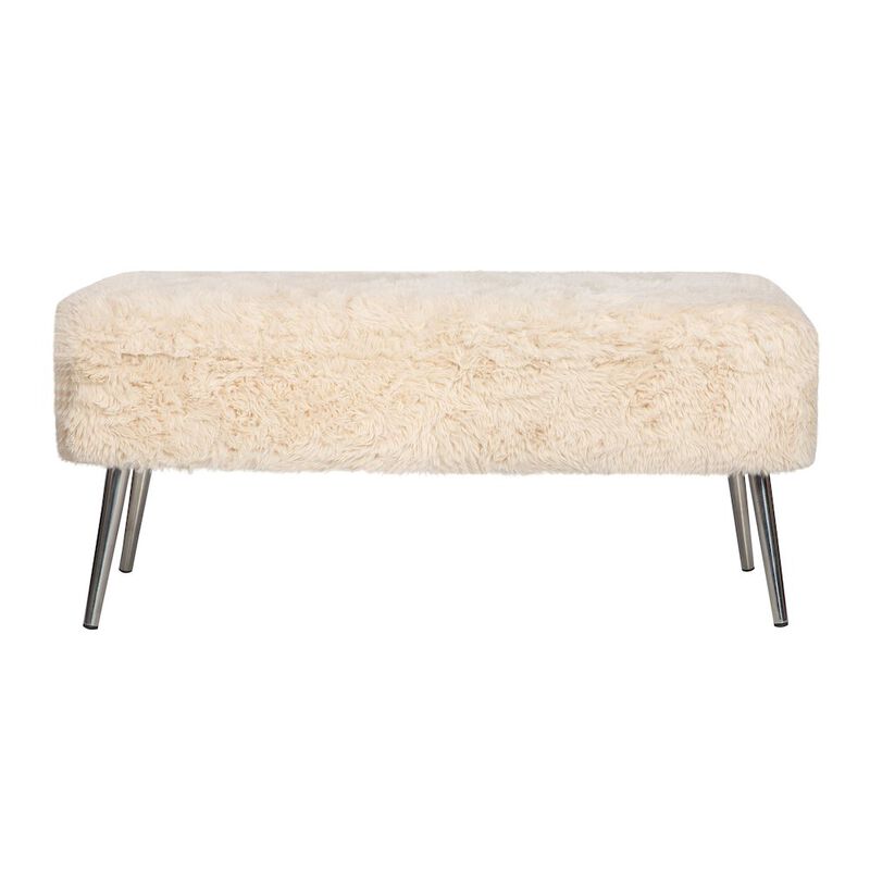Jofran Huggy Luxury Plush Faux Fur Upholstered Storage Bench