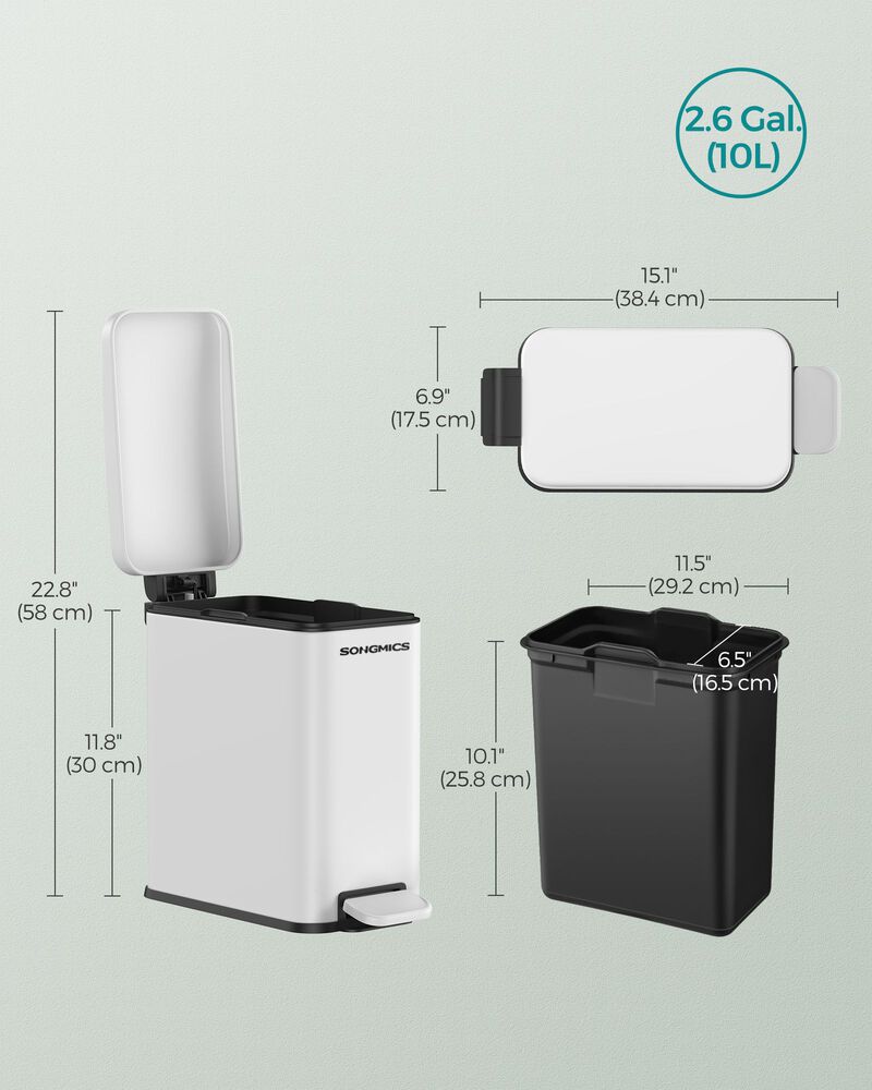 2.6 Gallon Small Trash Bin with Lid for Compact and Convenient Waste Management