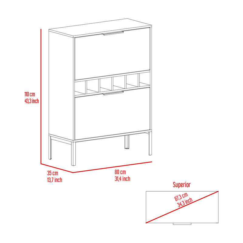 Winthrop 6-Bottle Rectangle Bar Cabinet Light Grey