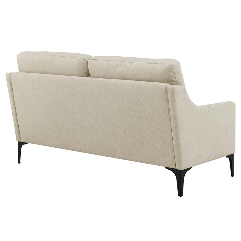 Corland Upholstered Fabric Loveseat Brown