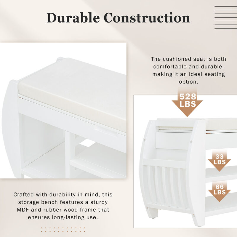 Merax Retro Shoes Storage Bench with Cushion