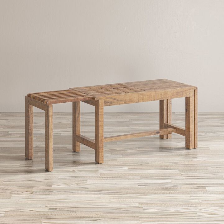 Jofran Bradford Modern Extendable Solid Mango Hardwood Bench