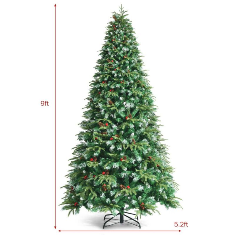 Hivvago Pre-Lit Snowy Christmas Hinged Tree with Flash Modes and Multi-Color Lights