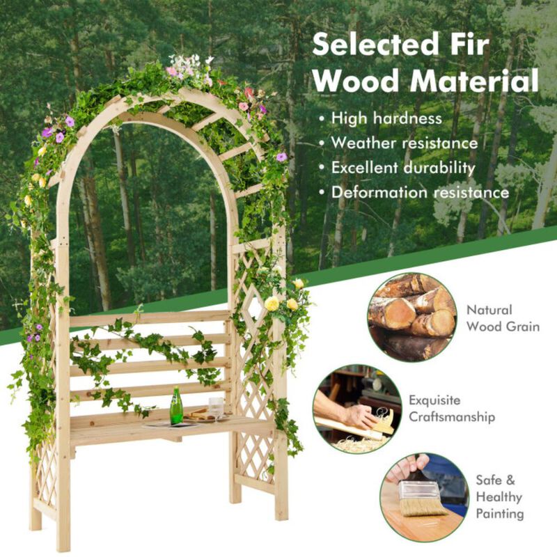 Hivvago Wooden Garden Bench Arch Pergola Outdoor Arbor