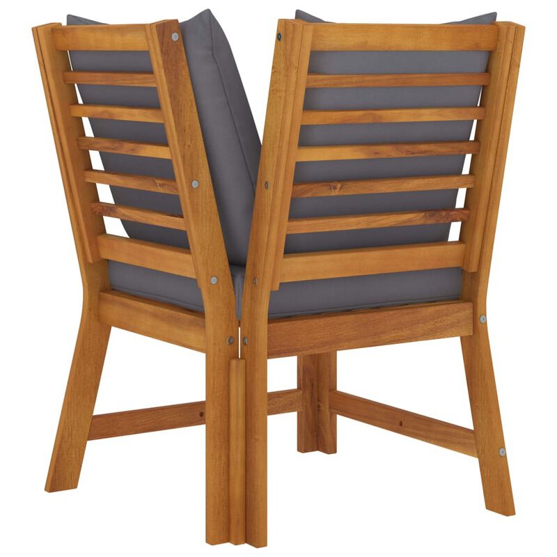 Kio 3pc Outdoor Sofa and Coffee Table Set Dark Gray, Solid Acacia Wood - Benzara