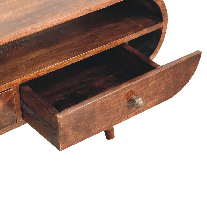 Artisan Furniture Solid Wood California Walnut Circular TV Stand