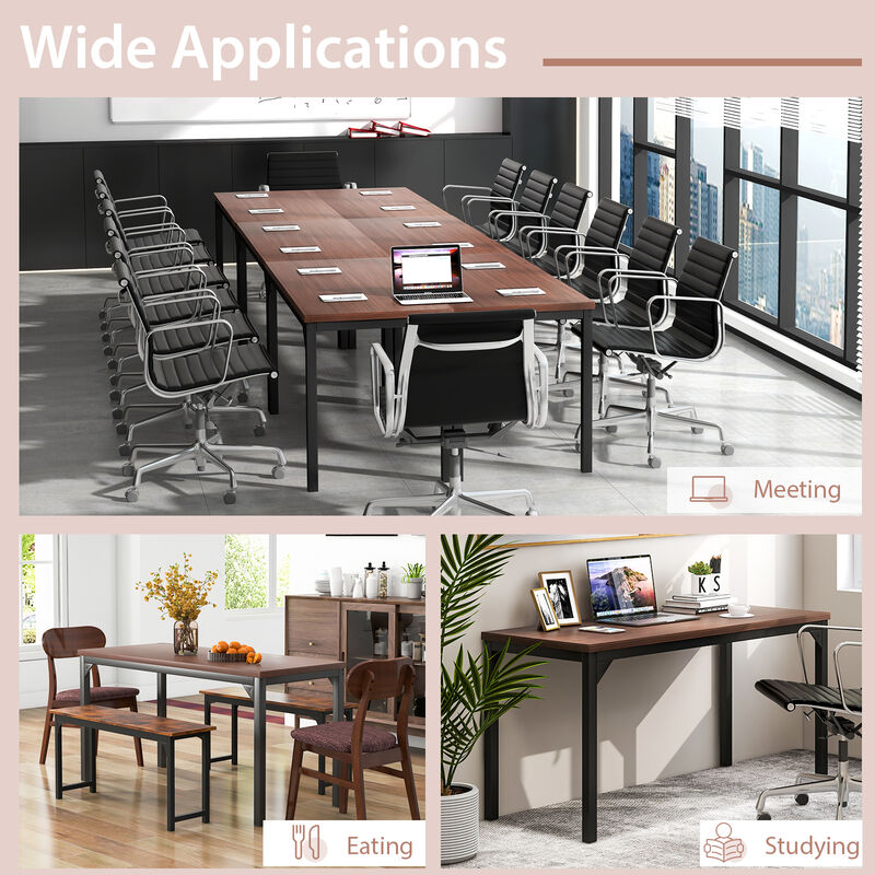 Costway Set of 4 55" Conference Table Office Computer Study Desk Metal Base Meeting Room