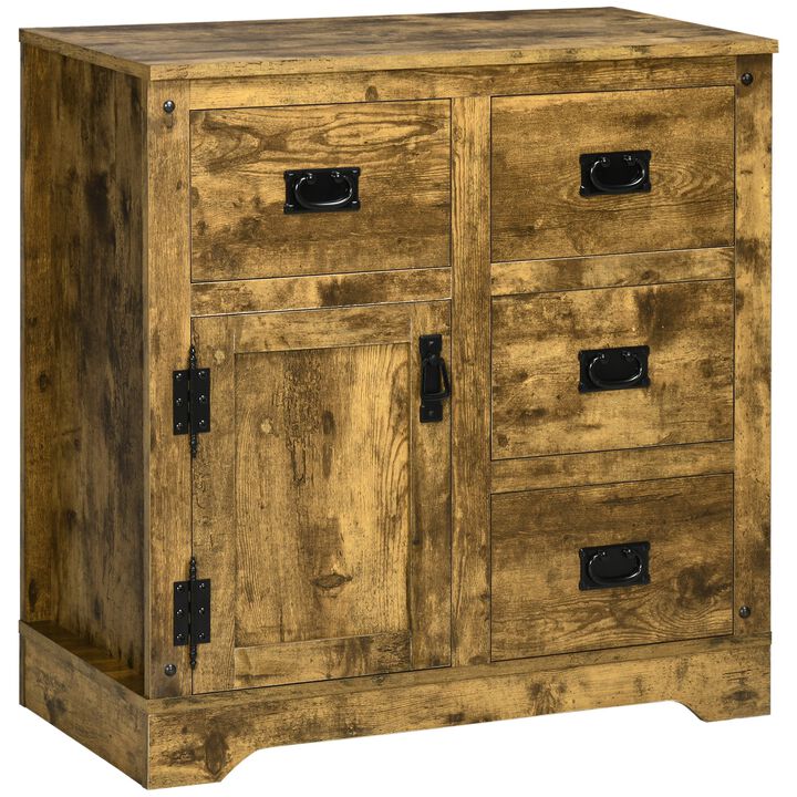 Rustic Brown Dining Storage: Kitchen Sideboard with 4 Drawers