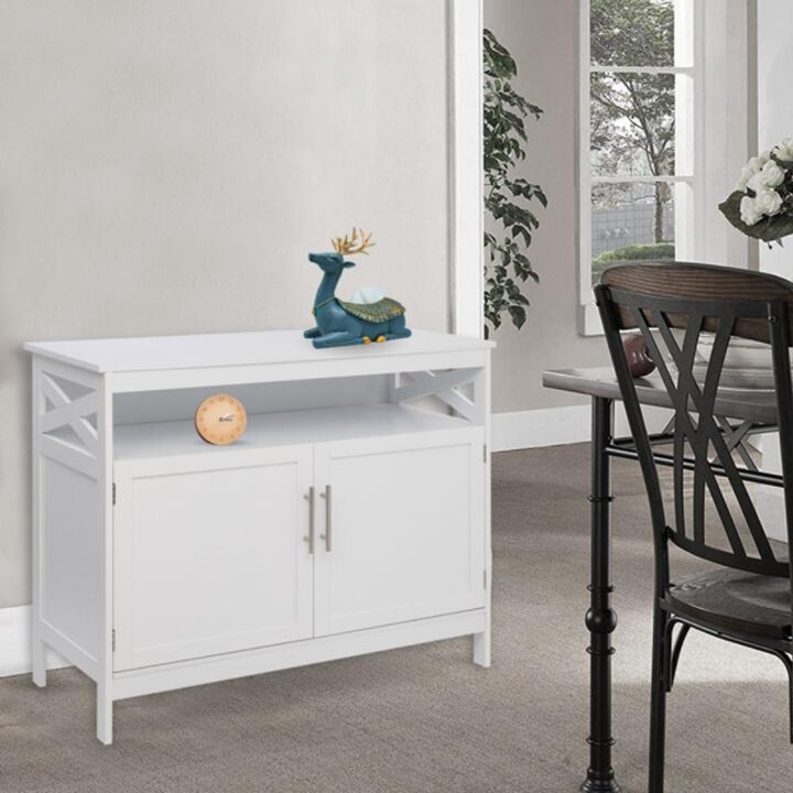Transparent Double Door Side Cabinet Modern Storage for Living Room, Bedroom, or Office