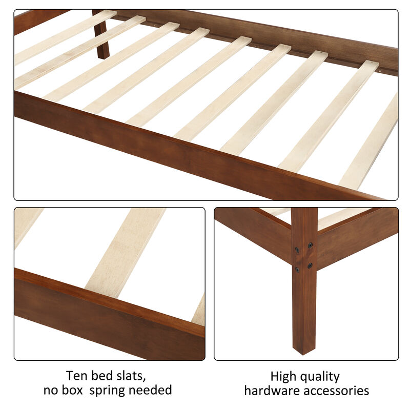 Merax Wood Platform Bed with Headboard and Wooden Slat Support
