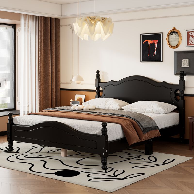 Merax Vintage Wood Platform Bed Frame