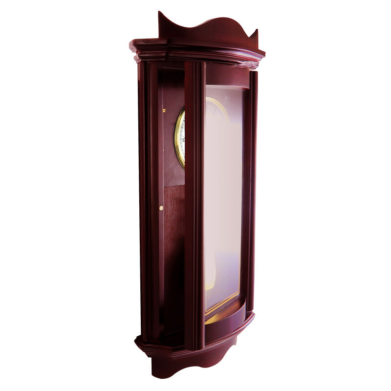 Bedford Clock Collection Weathered Chocolate Cherry Wood 25 Inch Wall Clock with Pendulum