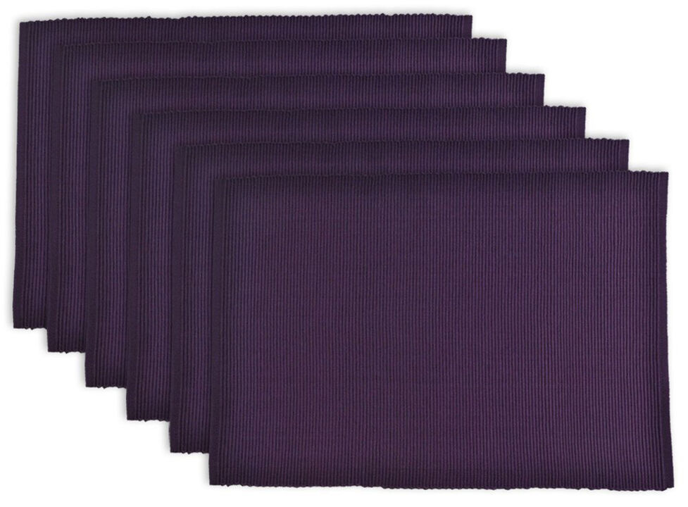 Set of 6 Eggplant Purple Rectangular Ribbed Placemats 19"