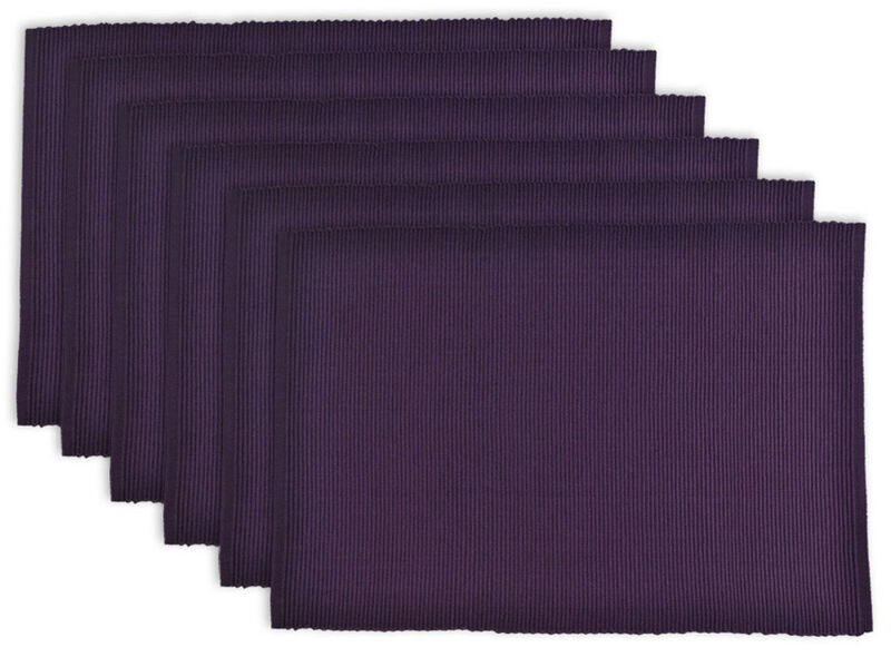 Set of 6 Eggplant Purple Rectangular Ribbed Placemats 19"