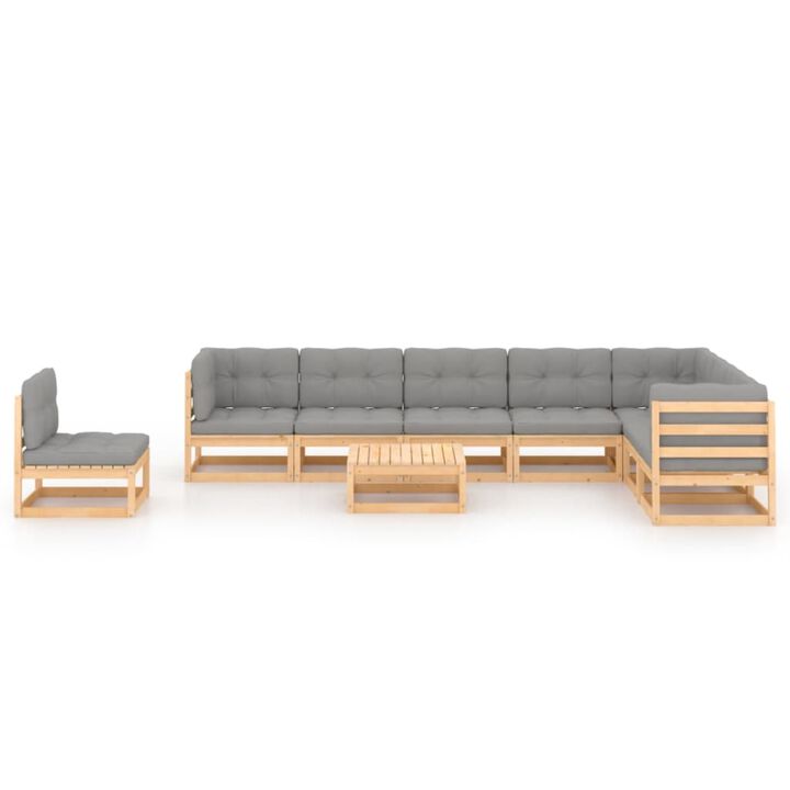 vidaXL 9 Piece Garden Lounge Set with Cushions Solid Pinewood
