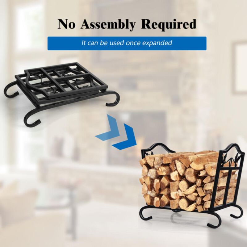 Hivvago Foldable Firewood Log Rack Steel Wood Storage Holder
