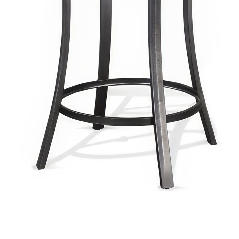 Flint Bar Height Table Round 42 Inch, Dark Brown Mahogany Wood n Metal - Benzara
