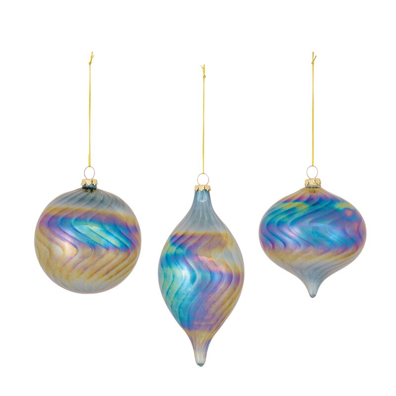 Ornament (Set of 6) 4.75"H, 4.75"H, 7"H Glass