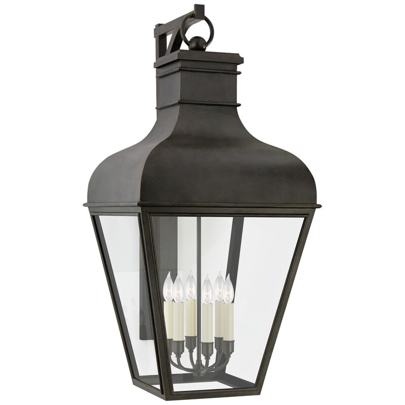 Fremont Grande Bracketed Wall Lantern in French Rust with Clear Glass