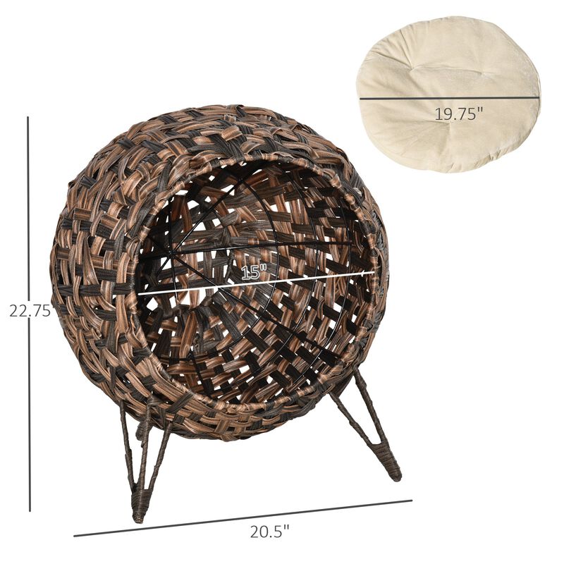Brown Kitty Haven: 20.5" Woven Wicker Elevated Cat Bed