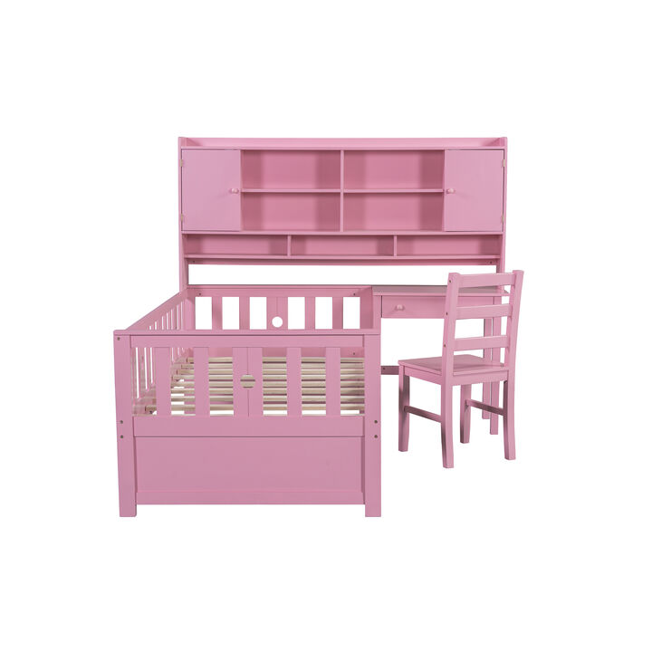 Merax Multifunctional Platform Bed with Desk and a Chair