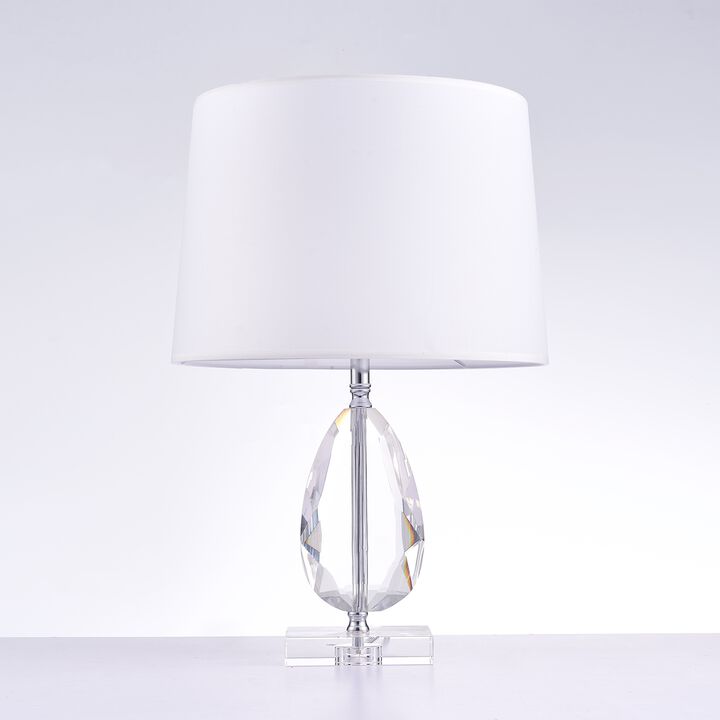 Pasargad Home Trento Metal & Acrylic Table Lamp, White/Clear
