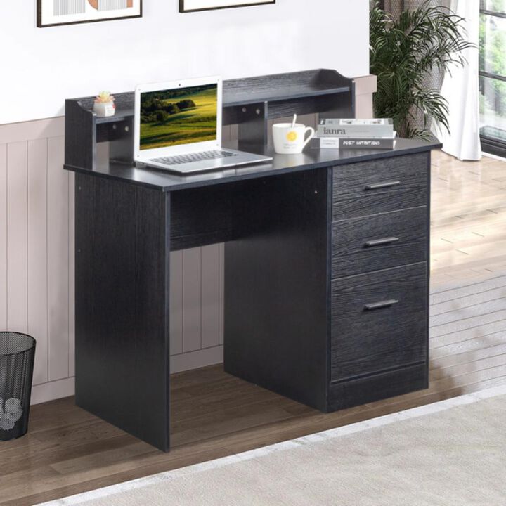 Computer Desk with Desktop Storage Shelf & 3 Drawers for Organized Workspace