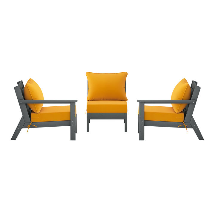 WestinTrends Outdoor Patio HDPE Sectional Sofa with Patio Cushions
