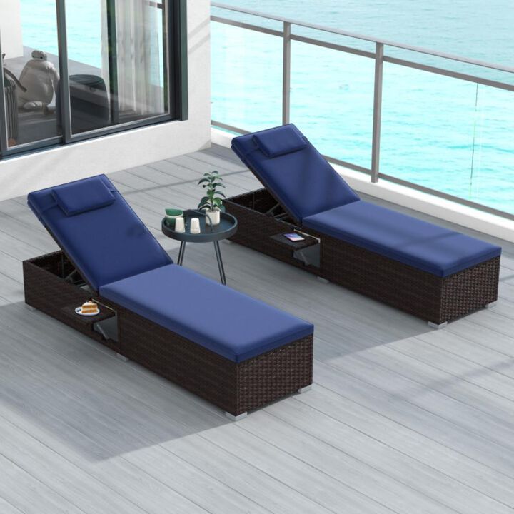 Hivvago Patio Chaise Lounge Set of 2 with Backrest Seat Cushion and Headrest