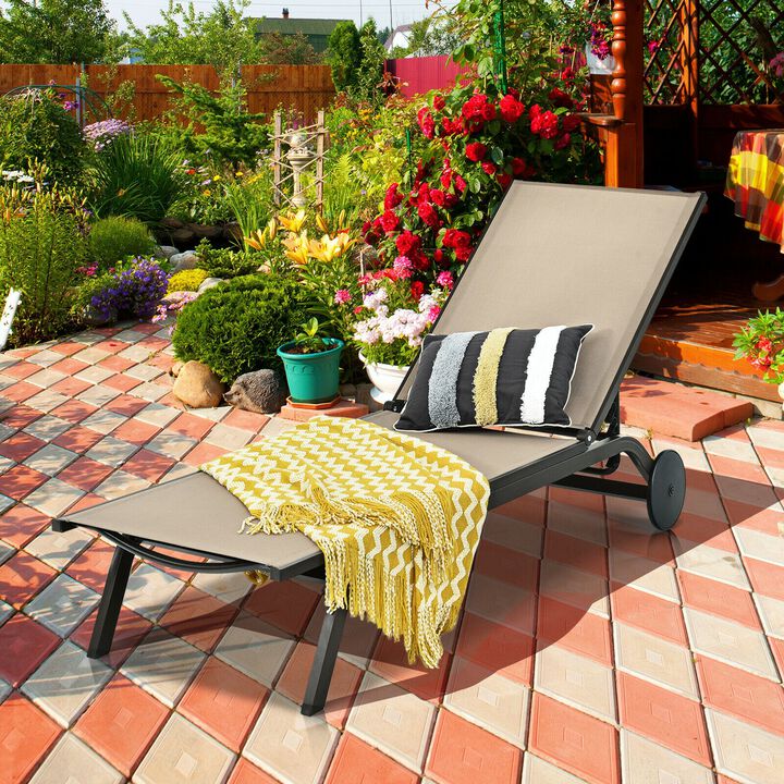Aluminum Fabric Outdoor Patio Lounge Chair with Adjustable Reclining