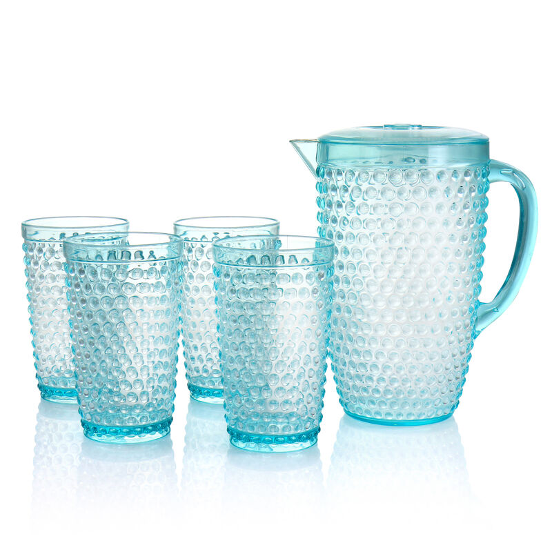 Gibson Home Malone 5 Piece Plastic Pitcher and Tumbler Set in Light Blue