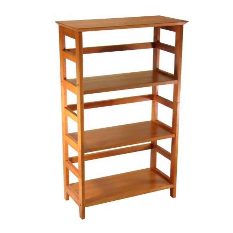Hivvago 4-Tier Book-shelf Wood Bookcase in Honey Finish