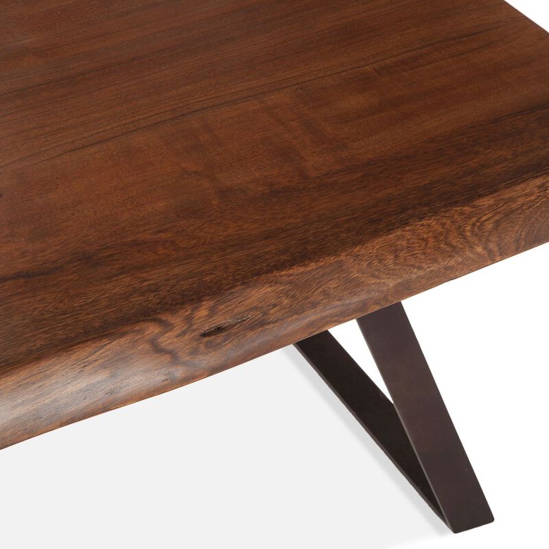 World Interiors Nottingham 23-Inch Acacia Wood Live Edge Side Table in Walnut Finish