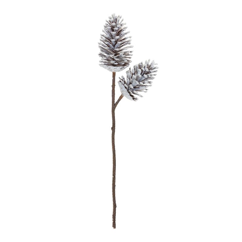Pine Cone Pick Set of 2 – Plastic Holiday Decor for Christmas Home, Table, and Mantel