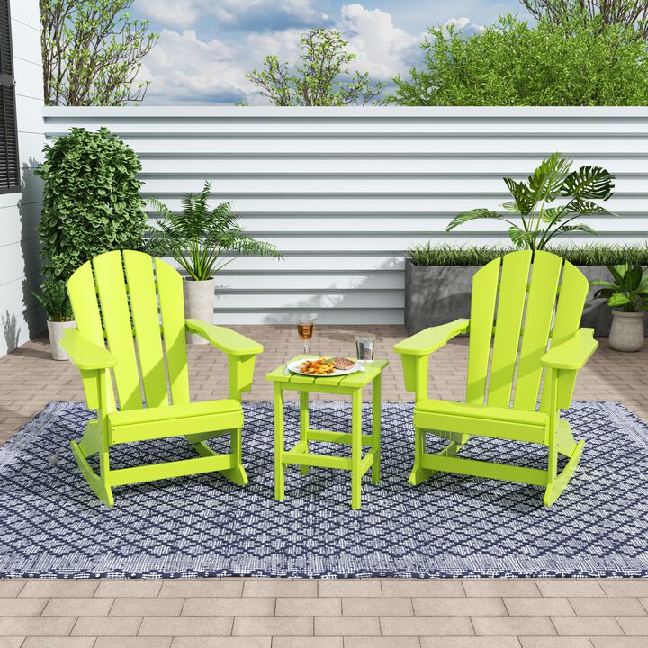 WestinTrends 3-Piece Outdoor Patio Rocking Adirondack Chairs with Side Table Set
