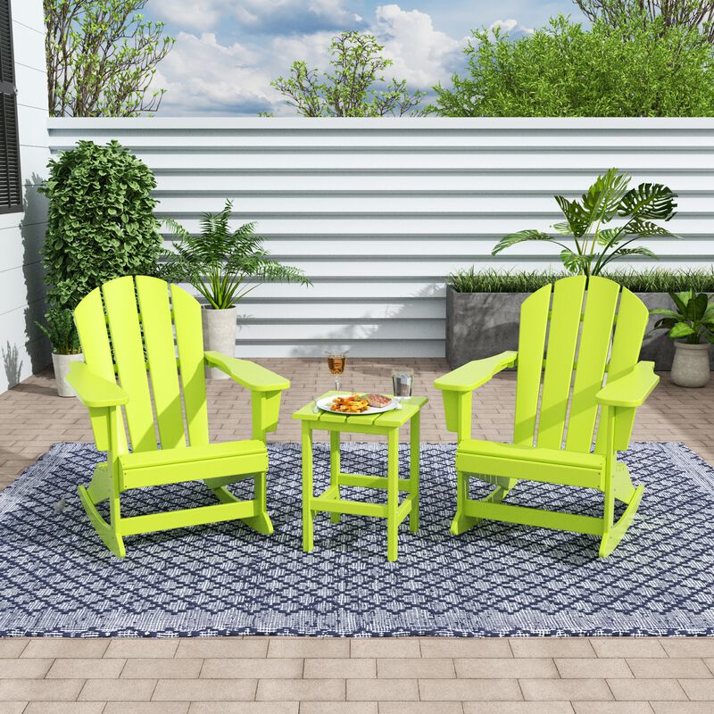 WestinTrends 3-Piece Outdoor Patio Rocking Adirondack Chairs with Side Table Set