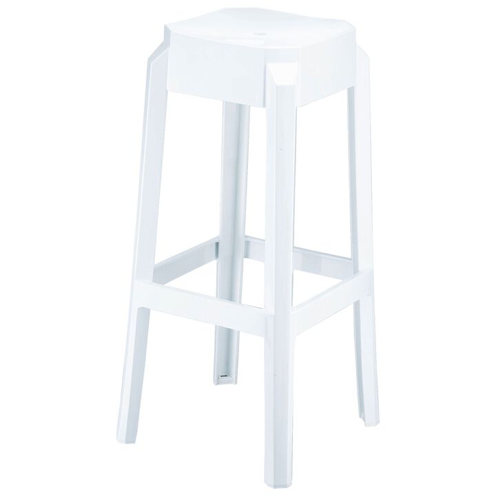 29.5" Black Transparent Outdoor Patio Solid Bar Stool
