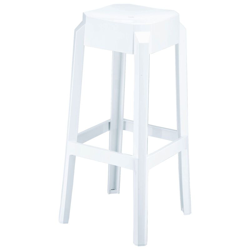 29.5" Black Transparent Outdoor Patio Solid Bar Stool